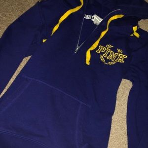 PINK half zip navy slim hoodie